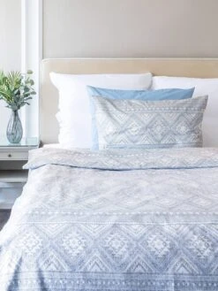 Perkal-Bettwäsche-Set In Blau/ Weiß 11 Perkal-Bettwäsche-Set In Blau/ Weiß -Garten - Balkon Store avance perkal bettwasche set in blau weiss 3