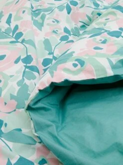 Perkal-Bettwäsche-Set In Türkis/ Rosa -Garten - Balkon Store avance perkal bettwasche set in turkis rosa 2