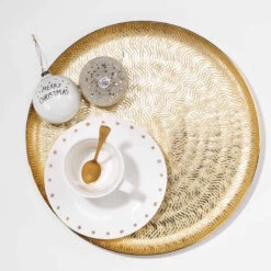 Deko-Teller Ø38cm GOLDEN STAR In Gold -Garten - Balkon Store butlers deko teller o38cm golden star in gold 2