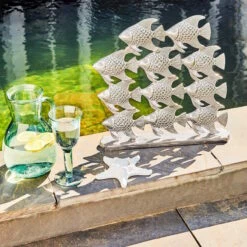 Fischschwarm Höhe 40cm SILVER NATURE In Silber -Garten - Balkon Store butlers fischschwarm hohe 40cm silver nature in silber 2