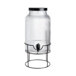 Getränkespender Mit Ständer 2 Tlg. FOUNTAIN In Transparent-Schwarz -Garten - Balkon Store butlers getrankespender mit stander 2 tlg fountain in transparent schwarz 2