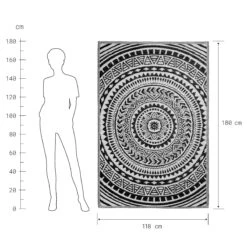 In- & Outdoor-Teppich Circles L 180 X B 118cm COLOUR CLASH In Schwarz-Weiß -Garten - Balkon Store butlers in and outdoor teppich circles l 180 x b 118cm colour clash in schwarz weiss 2