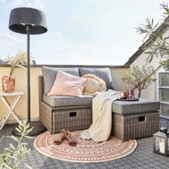 In- & Outdoor-Teppich Ø118cm COLOUR CLASH In Hellrot-Creme 18 In- & Outdoor-Teppich Ø118cm COLOUR CLASH In Hellrot-Creme -Garten - Balkon Store butlers in and outdoor teppich o118cm colour clash in hellrot creme 7