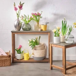 Konsole Mit Zementplatte CONCRETE In Natur-Grau -Garten - Balkon Store butlers konsole mit zementplatte concrete in natur grau 7