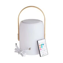 LED Leuchte Mit Bluetooth® Und Farbwechsel SOUND LOUNGE In Weiß-Hellbraun -Garten - Balkon Store butlers led leuchte mit bluetooth r und farbwechsel sound lounge in weiss hellbraun 2