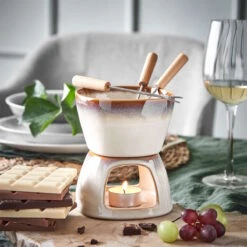 Mini-Fondue Mit 2 Gabeln AU CHOCOLAT In Beige -Garten - Balkon Store butlers mini fondue mit 2 gabeln au chocolat in beige 6