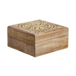 Truhe Mit Schnitzerei L 17 X B 17cm TREASURE In Hellbraun-Gold -Garten - Balkon Store butlers truhe mit schnitzerei l 17 x b 17cm treasure in hellbraun gold 3