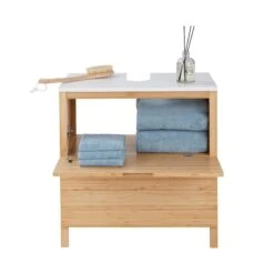 Waschbeckenunterschrank Mit Schublade WHITE SANDS In Natur-Weiß -Garten - Balkon Store butlers waschbeckenunterschrank mit schublade white sands in natur weiss 2