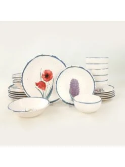 24tlg. Kombiservice In Creme/ Bunt -Garten - Balkon Store violeta home 24tlg kombiservice in creme bunt 2