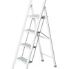Wenko Alu-Design Klapptrittleiter 4-stufig Weiß In Weiß -Garten - Balkon Store wenko alu design klapptrittleiter 4 stufig weiss in weiss