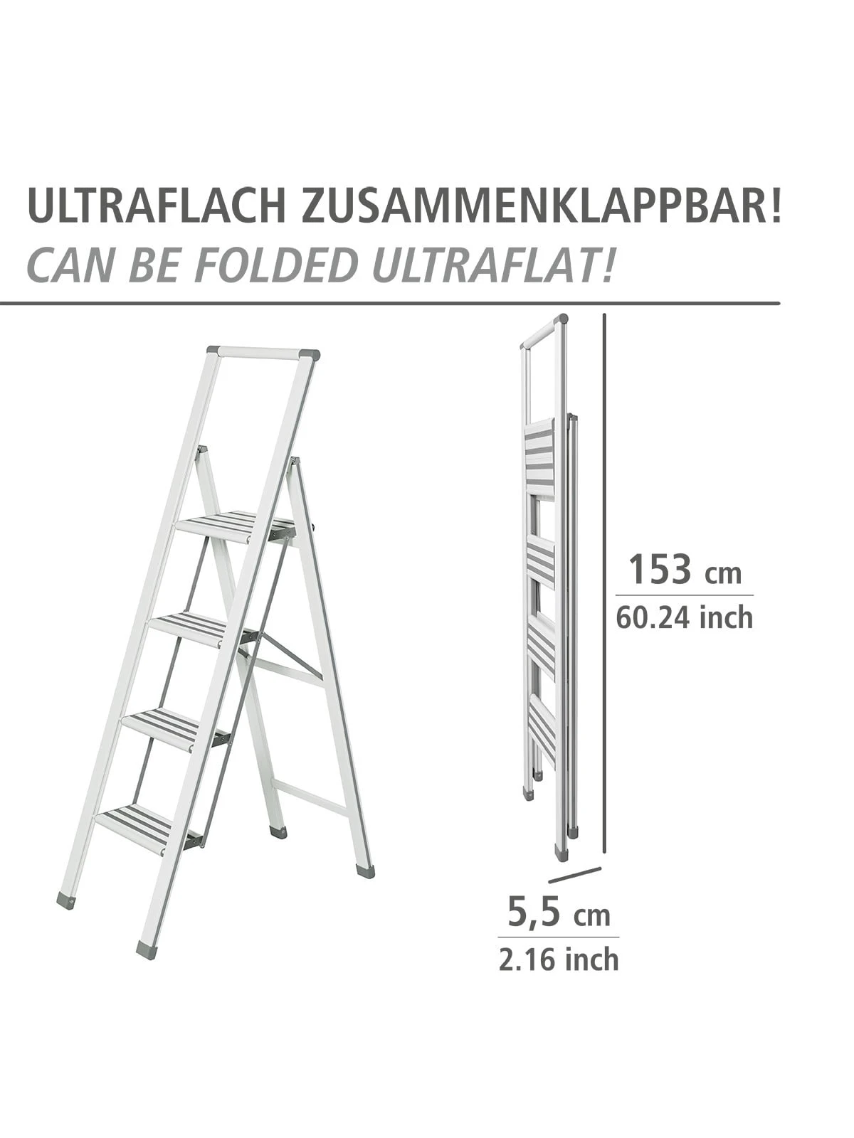 Wenko Alu-Design Klapptrittleiter 4-stufig Weiß In Weiß 7 Wenko Alu-Design Klapptrittleiter 4-stufig Weiß In Weiß – Bild 5
